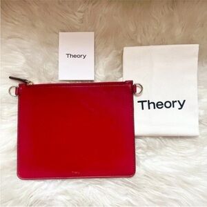 NWT $255 THEORY Pouch Bag - NO STRAP, Red, and black two pouches included